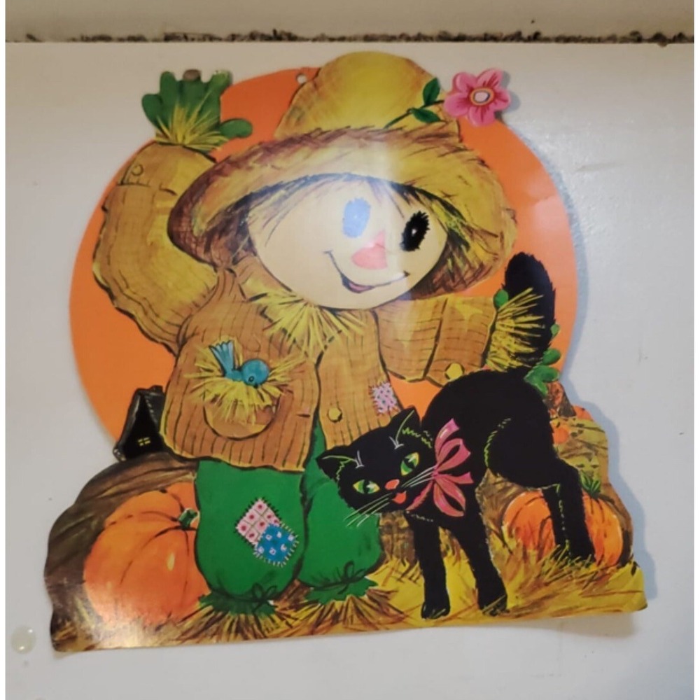 Rare Vintage Halloween DieCut Scarecrow One Sides - Picture 1 of 3